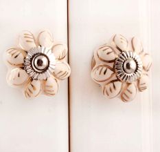 Cream Golden Leaf Big Melon Cabinet Knob